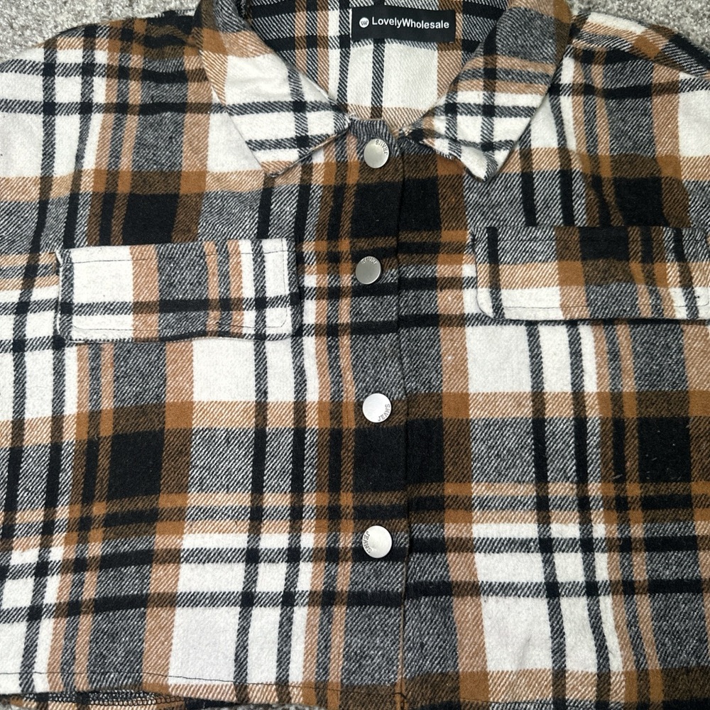 Plaid Women’s Shirt in Brown and White - Picture 4 of 4